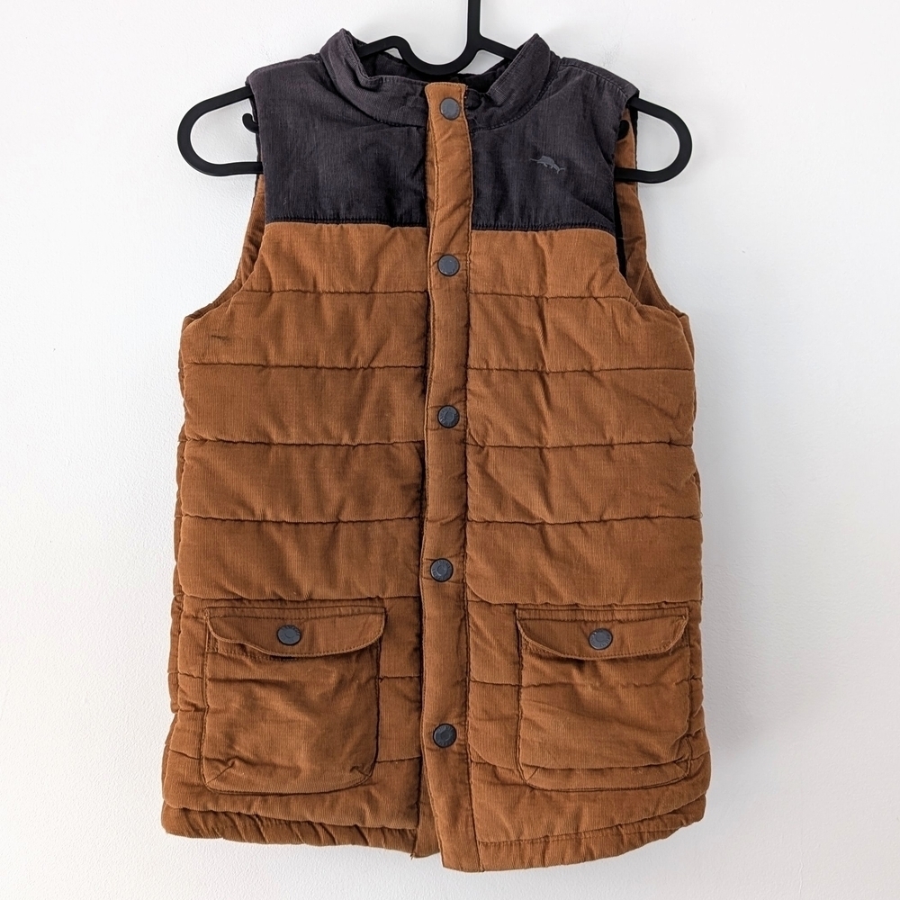 Tommy Bahama Kids Tan / Black Corduroy Puffer Vest ~ Size L 10-12